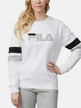 Fila White Crewneck with Black and Gray Accents